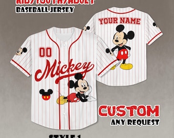 Koszulka baseballowa Disney Myszka Miki, Koszulka Disney Myszka Miki i Przyjaciele, Dopasowany strój drużyny baseballowej Disneyland, Prezenty urodzinowe