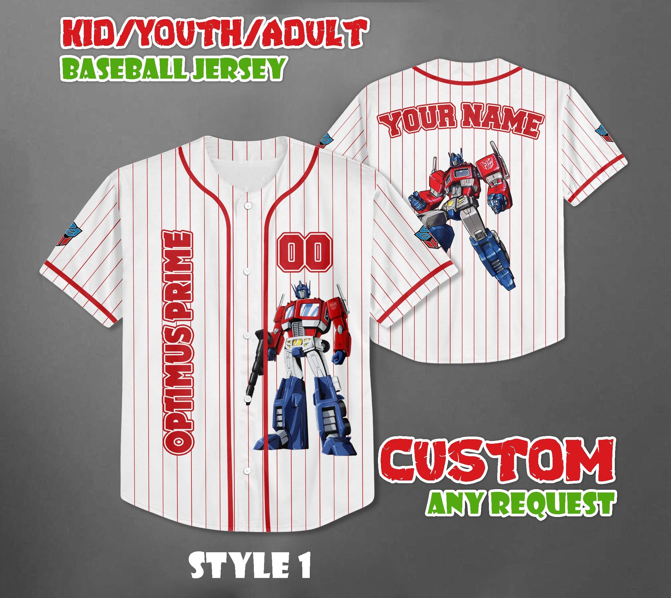 Custom Optimus Prime Baseball Jersey, Transformers Baseball Shirt - Etsy