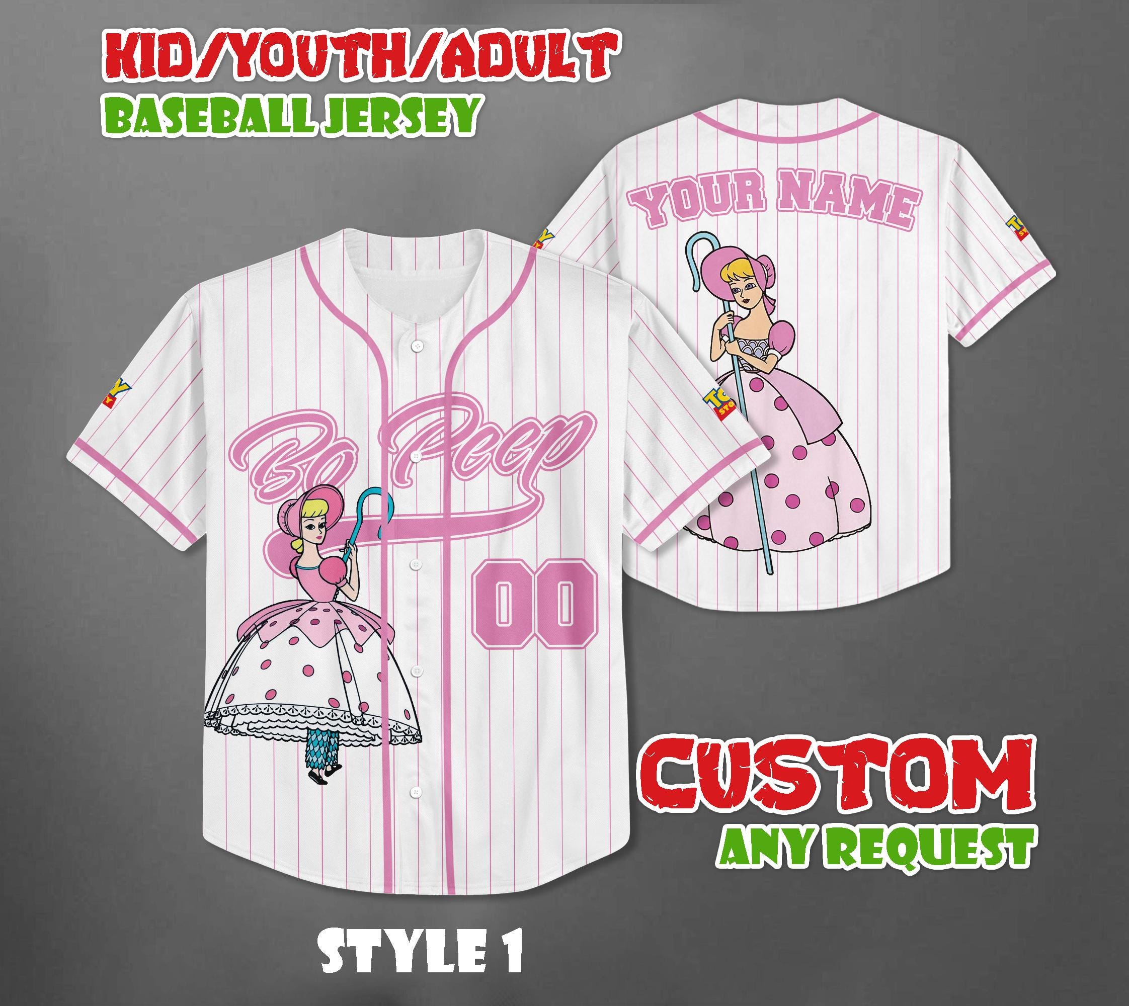 Discover Custom Bo Peep Baseball Jersey, Disney Toy Story Shirt, Cartoon Team Outfit