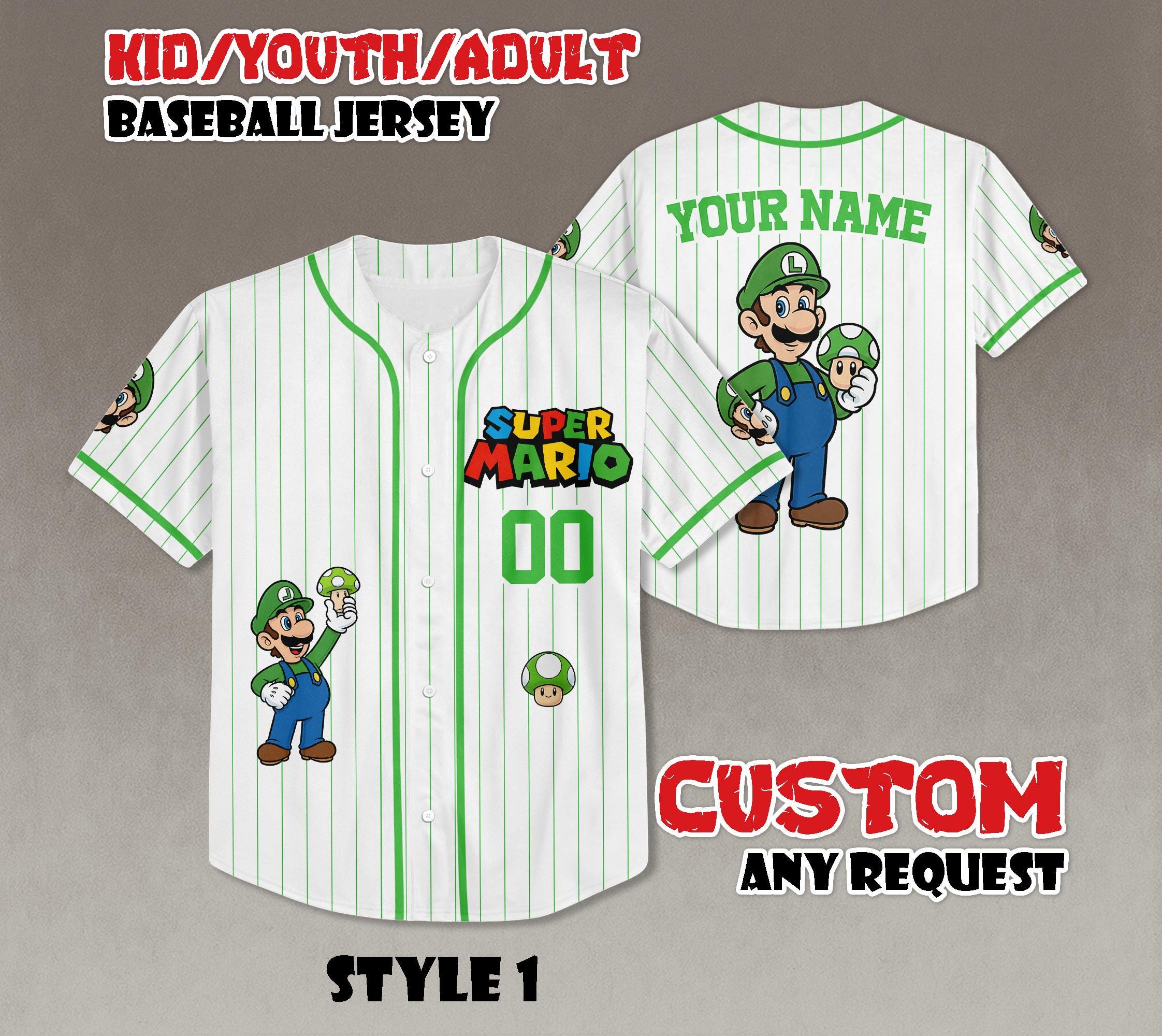 Discover Custom Super Mario Luigi Baseball Jersey, Nintendo Fan Gift