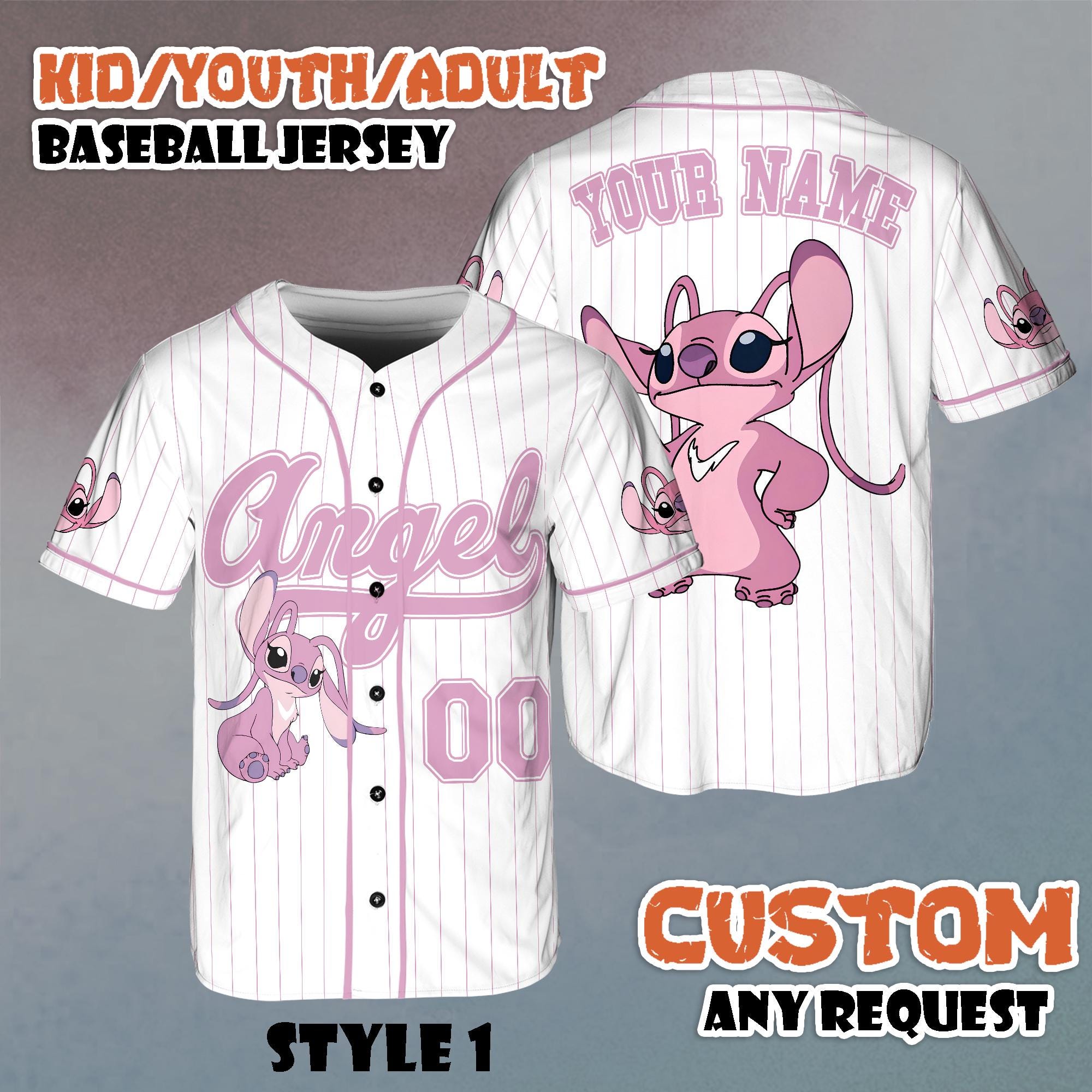 Discover Personalized Disney Stitch Angel Baseball Jersey, Disneyland Baseball Team, Magic Kingdom Tee