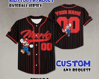 Camiseta de béisbol personalizada de Super Mario, camiseta de viaje familiar