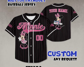 Custom Minnie Mouse Baseball Jersey, Disneyland Matching Outfit