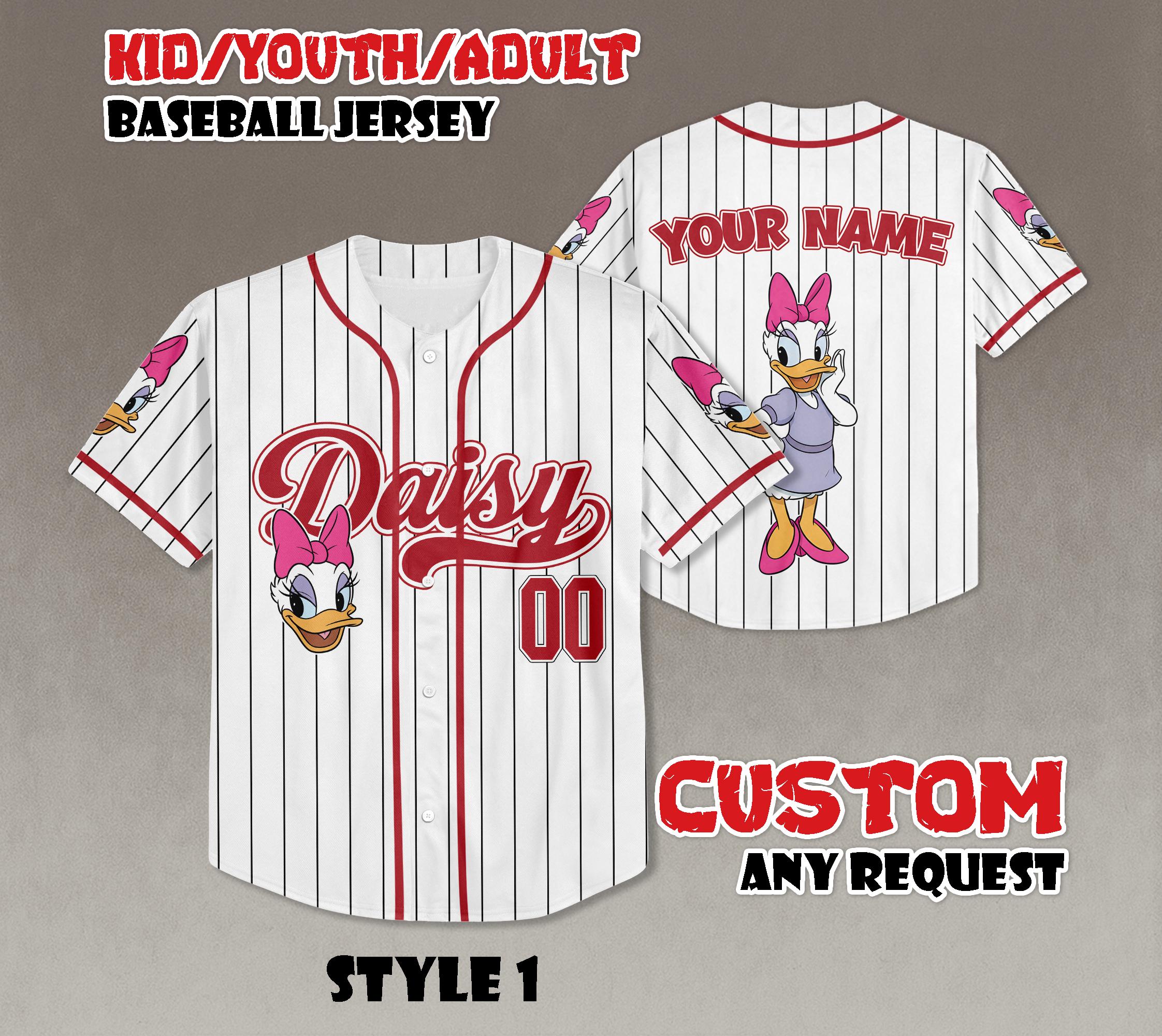 Discover Custom Disney Daisy Duck Baseball Jersey, Disneyland Matching Outfit
