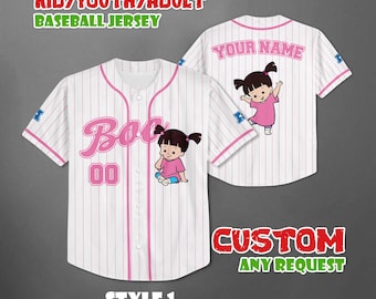 Kundenspezifisches Disney Monster Inc Boo Baseballtrikot, Geburtstagsgeschenk für Monster Inc Fans Familie