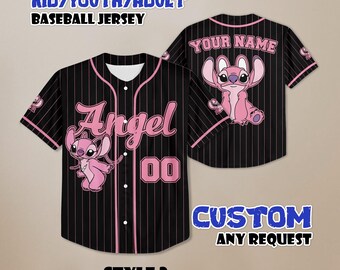 Personalized Disney Stitch Angel Baseball Jersey, Disneyland Baseball Team, Magic Kingdom Tee