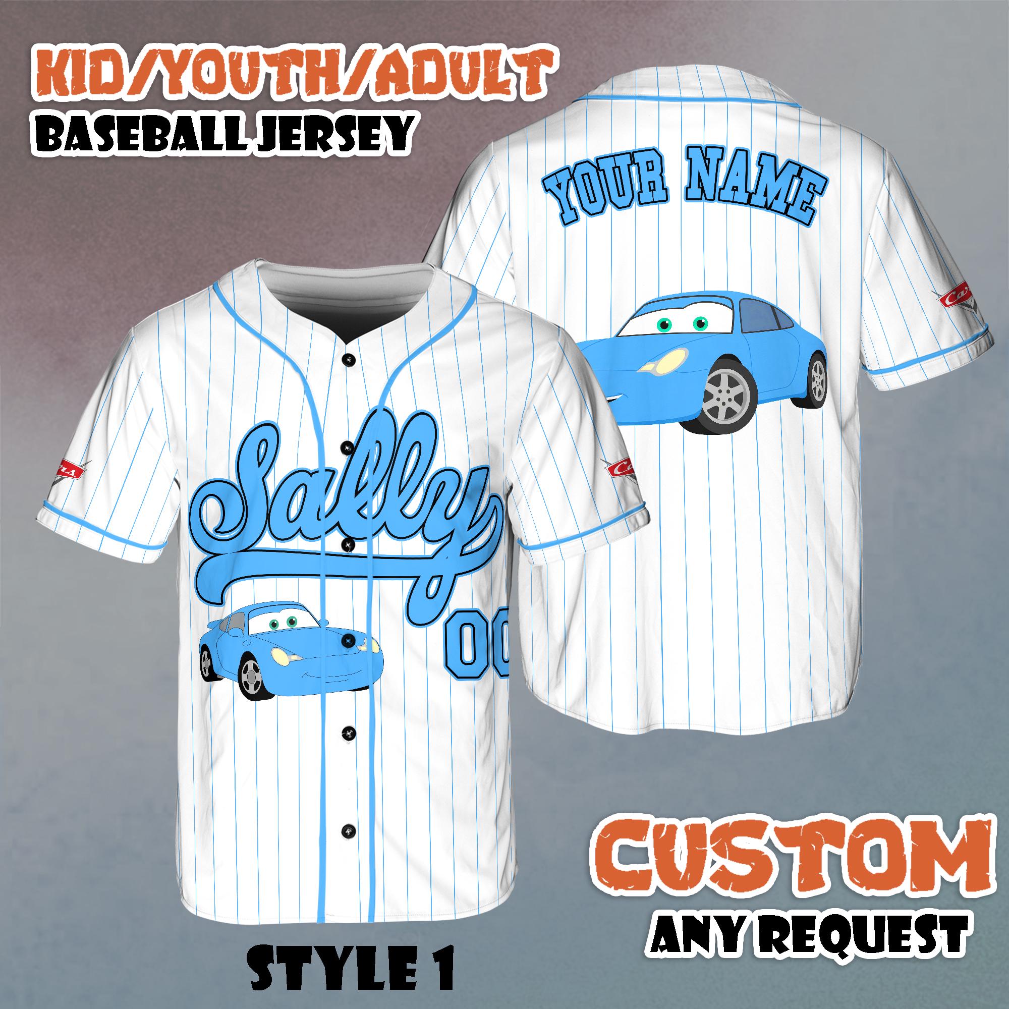 Discover Personalized Sally Carrera Baseball Jersey, Custom Disney Cars Cartoon Shirt