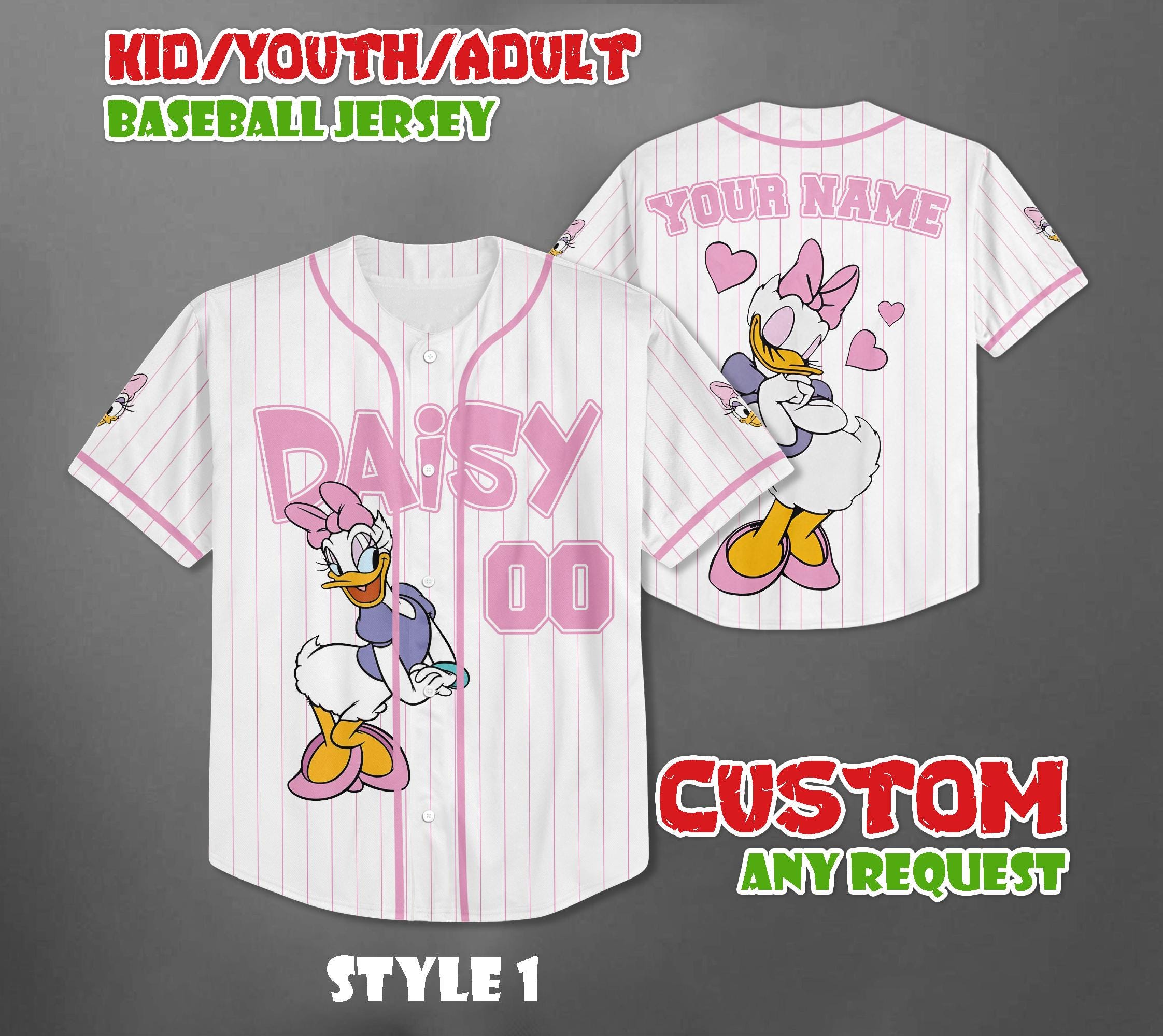 Discover Custom Disney Daisy Duck Baseball Jersey, Disneyland Baseball Team Matching Outfit