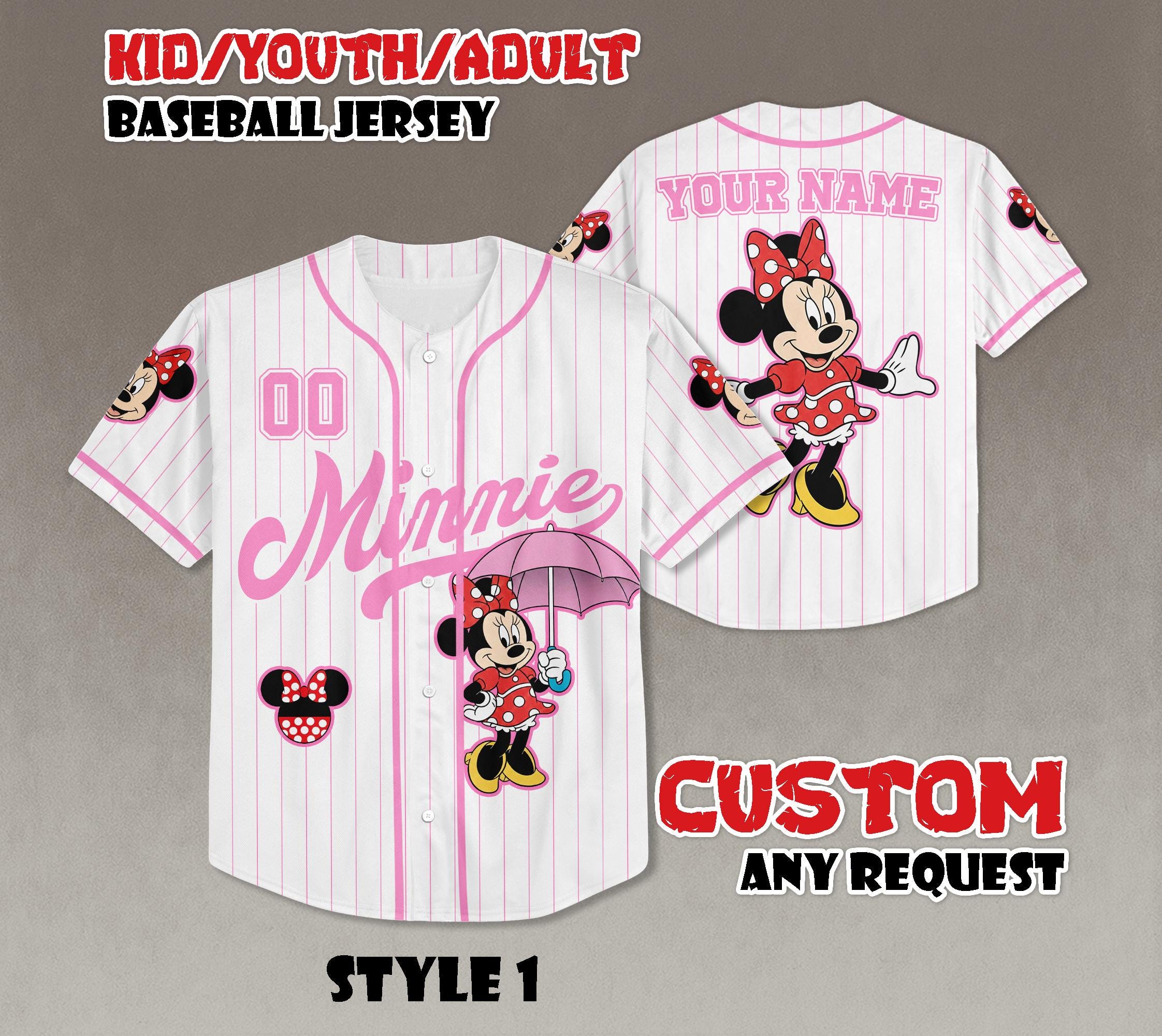 Discover Custom Minnie Mouse Baseball Jersey, Disneyland Matching Outfit
