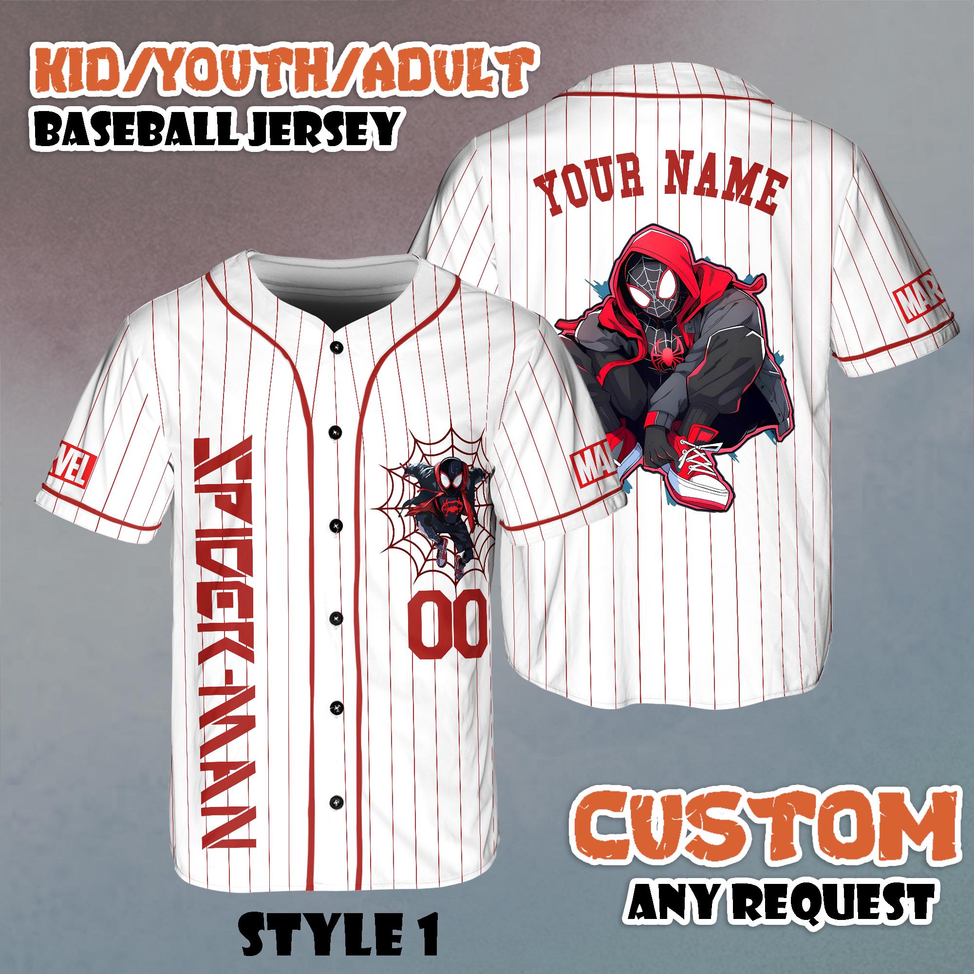 Discover Custom Spider-Man Baseball Jersey, Personalized Spiderman Shirt