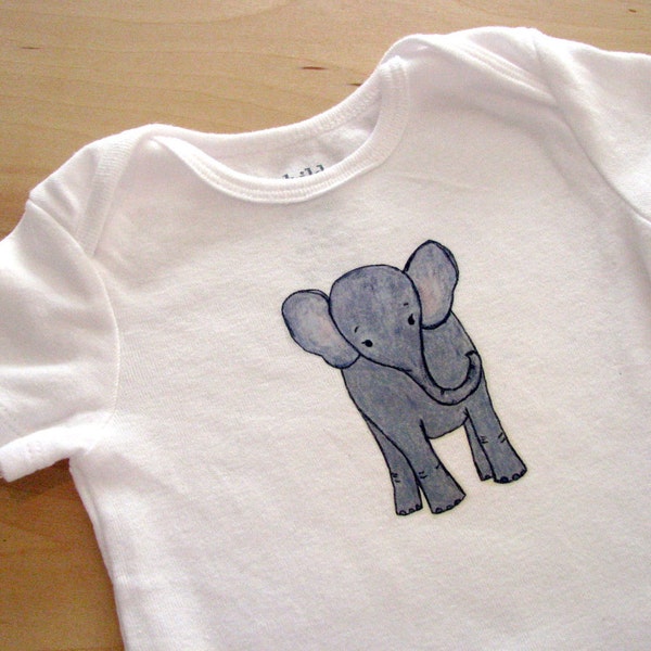 Baby Gift Bodysuit, baby Elephant,  Short Sleeve