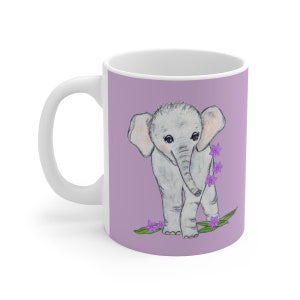 Cute Baby Elephant Ceramic Mug Coffee Cup African Elephant image 1