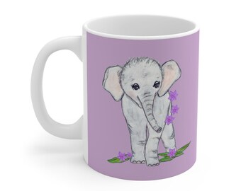 Cute Baby Elephant Ceramic Mug Coffee Cup African Elephant