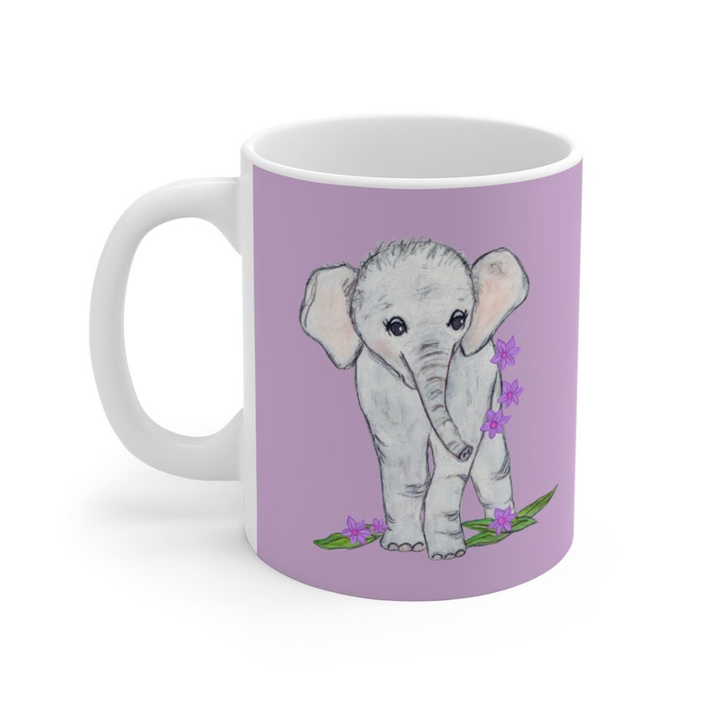 Cute Baby Elephant Ceramic Mug Coffee Cup African Elephant image 1