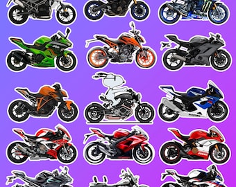 Motorcycle Sticker Pack – Sportbike & Superbike Vinyl Decals, Sport Motorcycle Stickers for Laptop, Helmet, Car