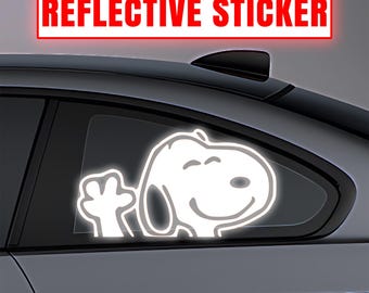 Snoopy Reflective Car Sticker – Cute / Fun Vinyl Decal for Cars, Trucks & Bikes, 6 Colors, Custom Sizes