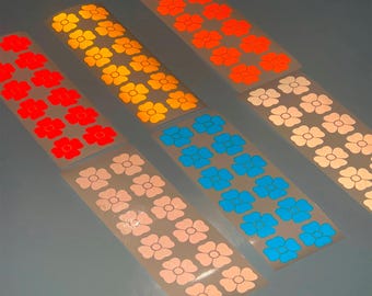 12 Flower Reflective Vinyl Cargo Bike Stickers Decals Die-Cut