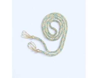 Beaded handmade waist belt with pearl and tassels