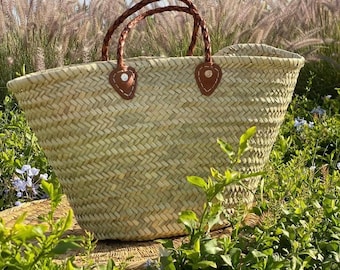 Large Moroccan Straw Tote – Handwoven Market & Beach Bag