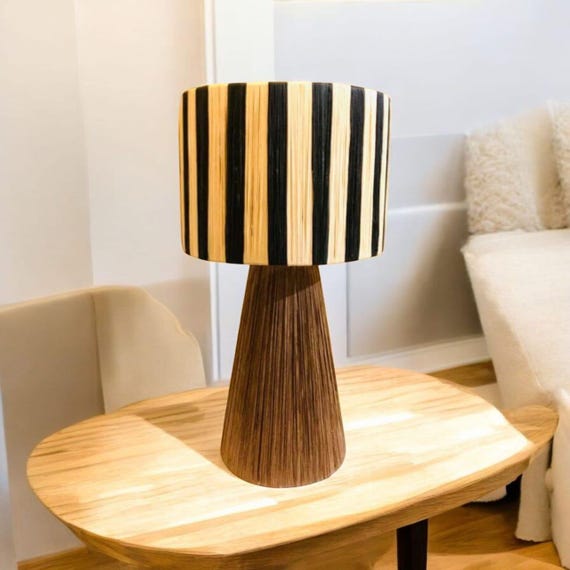 Natural Raffia Table Lamp – Handmade Moroccan Craftsmanship