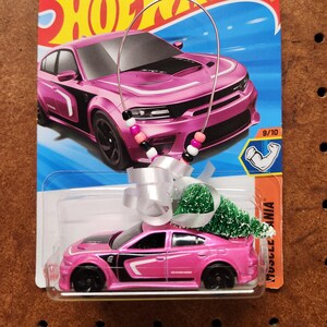 Dodge Charger Hellcat Christmas Tree Ornament in Pink