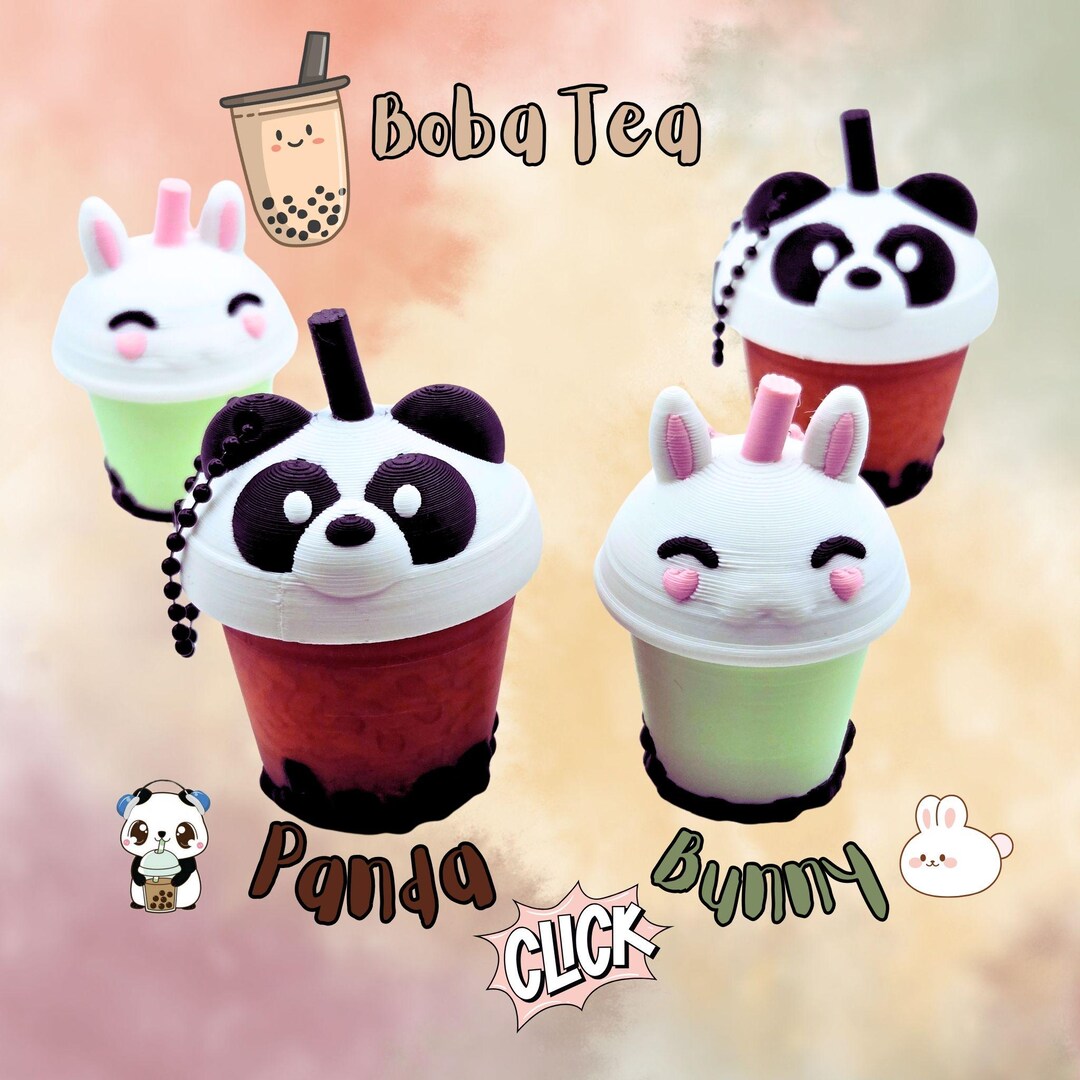 Boba Tea Fidget Clickers Keychain, Bunny, Panda Bear - Etsy