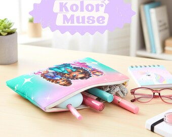 Neceser femenino, estampado colorido, neceser para adolescentes