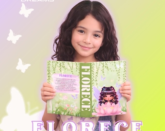 Cuaderno de tapa dura con diseño de hada rosa y negra en un loto / Cuaderno inspirador floral / Verde caprichoso