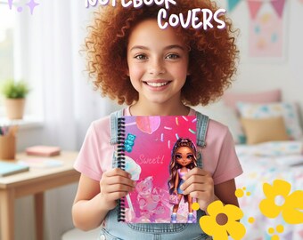 Portadas para cuadernos para niñas, estilo casual, glamuroso, chibi / planificador de moda, plantillas de diario (descarga digital)