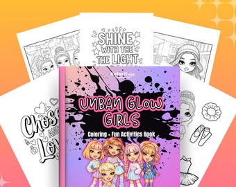 Libro para colorear Urban Glow Girls para adolescentes y preadolescentes / 47 páginas y actividades divertidas / Regalo de cumpleaños para ella