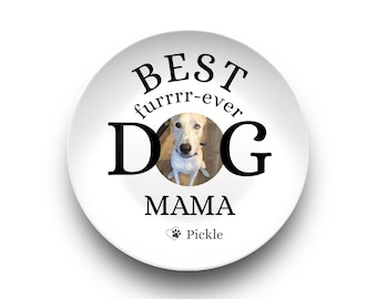 Custom Dog Photo Plate, Personalized Mama Mom Grandma Grandpa Gift, Birthday Wedding Present