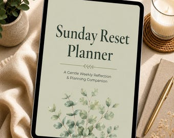 Sonntags-Reset-Planer zum Ausdrucken für Frauen, Wochenreflexions- und Selbstfürsorge-Journal (PDF)