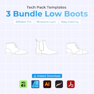 3 Bundle Low Boots - Editable Tech Pack Templates | (Digital Download)