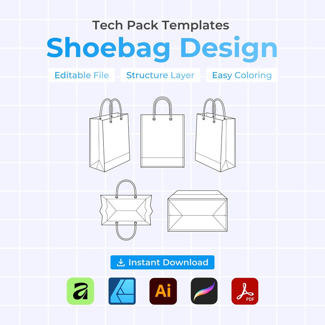 Shoebag Packaging - Editable Tech Pack Templates | (digital Download ...