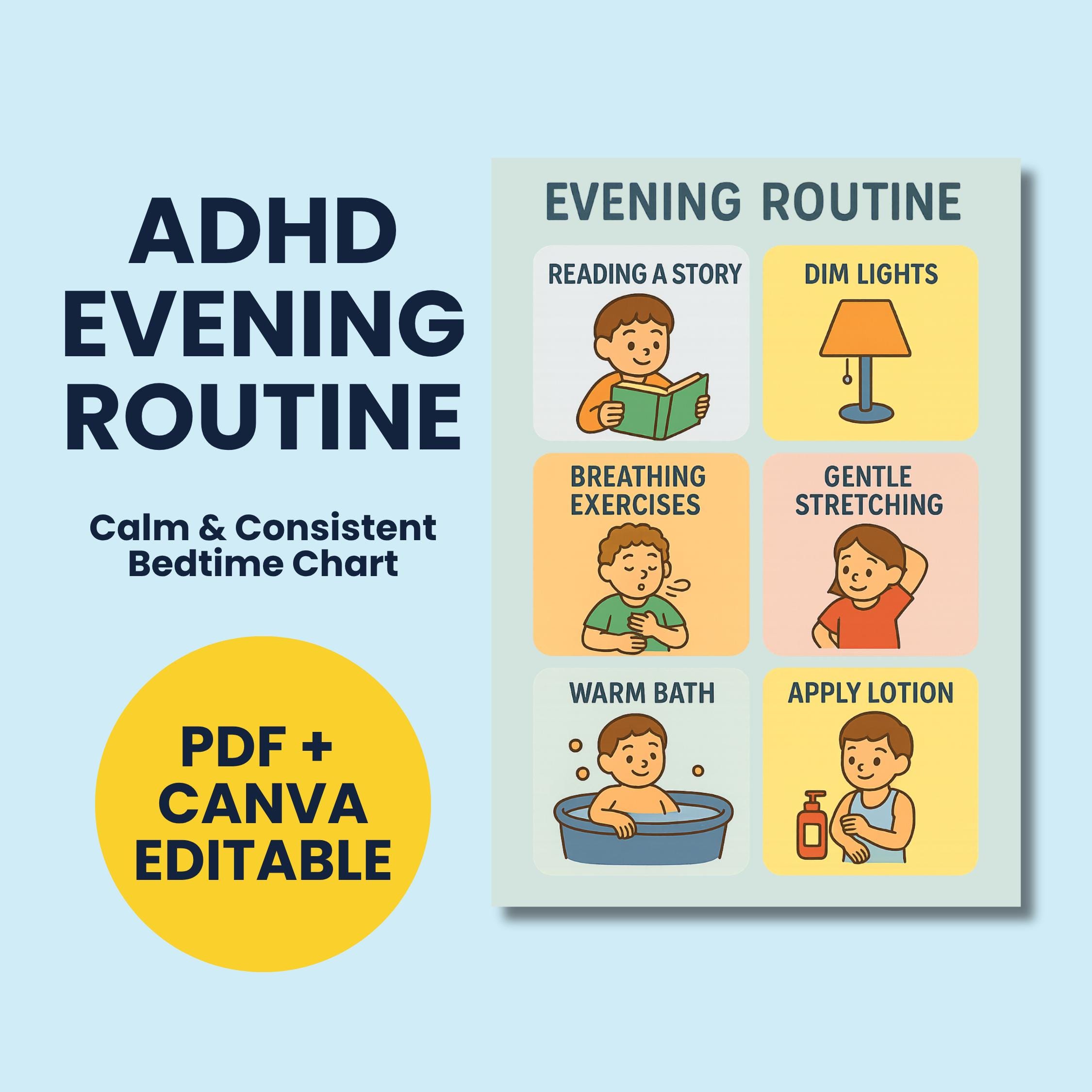 Colorful Adhd Routine Chart Standard ADHD Routine Charts Pack: Morning & Evening Visual Checklist ...