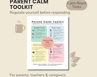 Kit imprimible para la calma de los padres / Apoyo para padres con TDAH / Herramientas de regulación emocional / Alivio del estrés para padres
