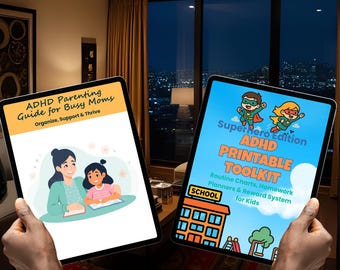 ADHS Eltern-Leitfaden für Mütter + Superheld Printable Toolkit für Kinder im Alter von 6-12 (PDF)