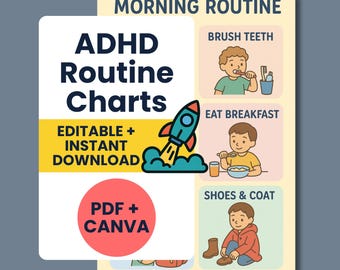 Space ADHD Routine Charts Pack: Visueller Stundenplan für Kinder (PDF & Canva)