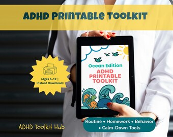 Ocean ADHD Toolkit for Kids: Routine Charts, Homework Planners & Behavior Trackers (PDF)