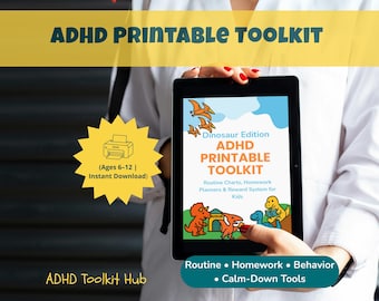 Dinosaur ADHD Toolkit for Kids: Routine Charts, Homework Planners & Behavior Trackers (PDF)