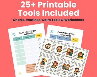 ADHS Eltern-Leitfaden für Mütter & druckbare Standard-Toolkit für Kinder im Alter von 6-12 Jahren (PDF)