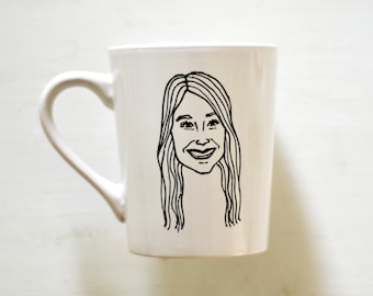 personalized portrait mug, gift for mom, custom mug for mom, new mom gift, hand drawn portrait, christmas gift for teacher, teacher mug