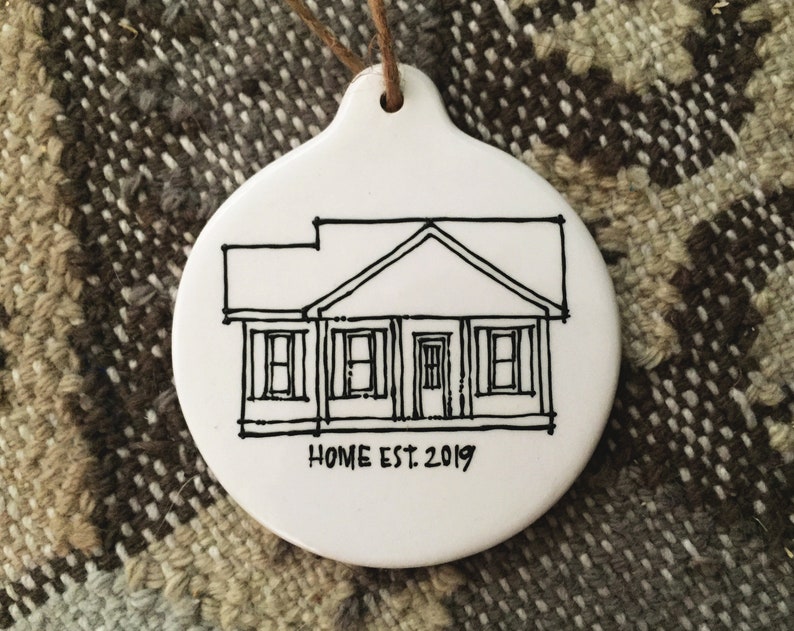 custom house ornament, quarantine ornament, house portrait, custom christmas ornament, home illustration, holiday real estate gift image 5