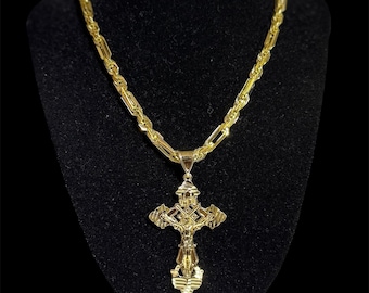 Gold Filled Milano Chain + Crucifix Pendant