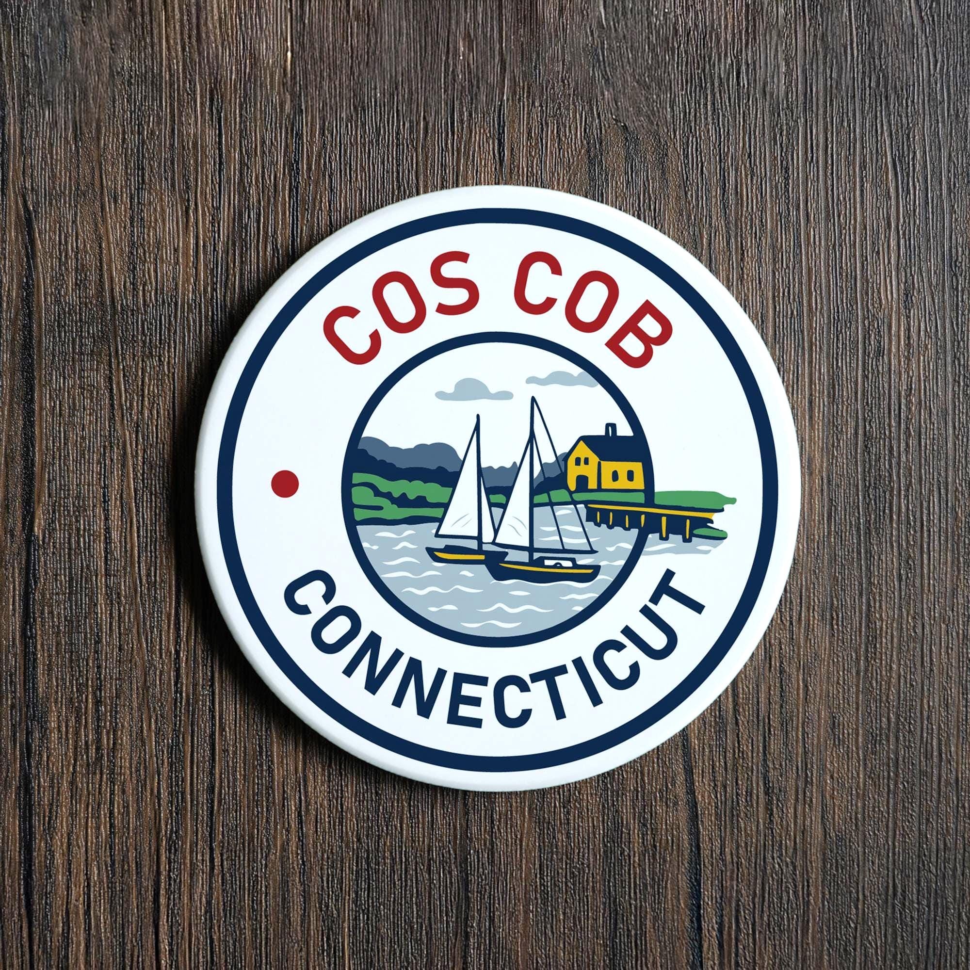 Discover Cos Cob Ceramic Coaster Greenwich CT Local Souvenir