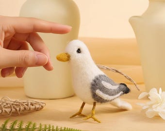 Wool Felted Seagull Ornament | Handmade Bird Decor | Coastal Home Gift