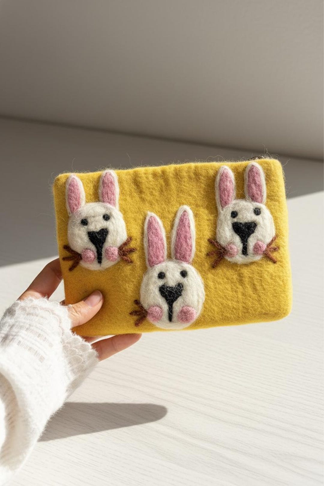 Pouch Bag Rabbit Felt Rabbit Pouch: Wool Animal Zipper Bag - Etsy