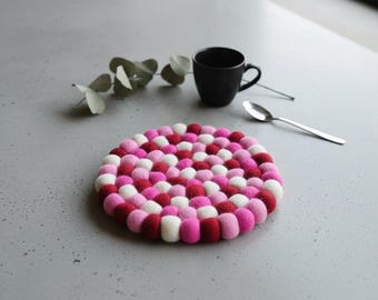 Salvamanteles de fieltro de lana hecho a mano, colorido, estilo bohemio, posavasos y agarrador de ollas, resistente al calor, decoración de mesa.
