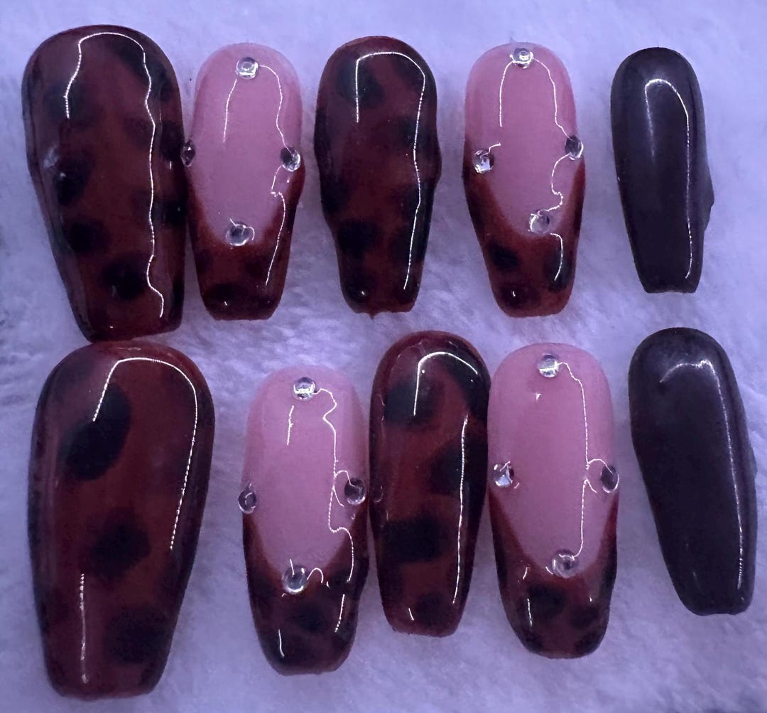 Brown Turtle Shell Nails - Etsy