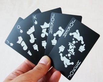 Middle Finger Suit Playing Card, Metal Poker, Funny Rude Sarcastic Creative Gift for Her Him Mom Dad Family Friends Birthday Office Coworker